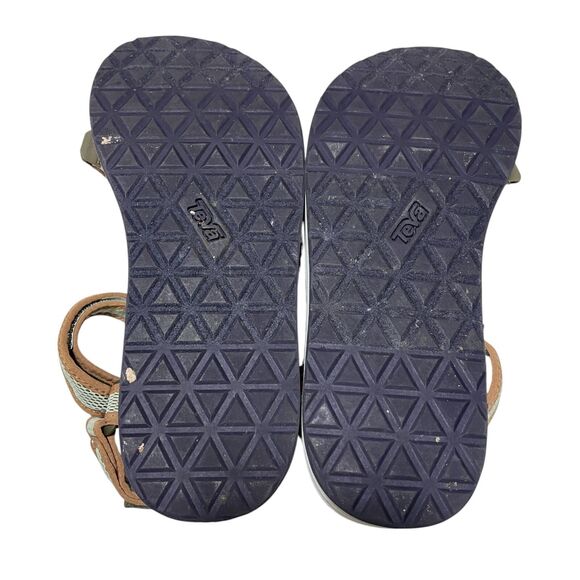 Teva Sandals 10 Flatform Universal Mesh Print Dark Olive Seafoam‎ 1 3/4 Heel - Picture 7 of 7